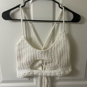White Handmade Crochet Crop Top